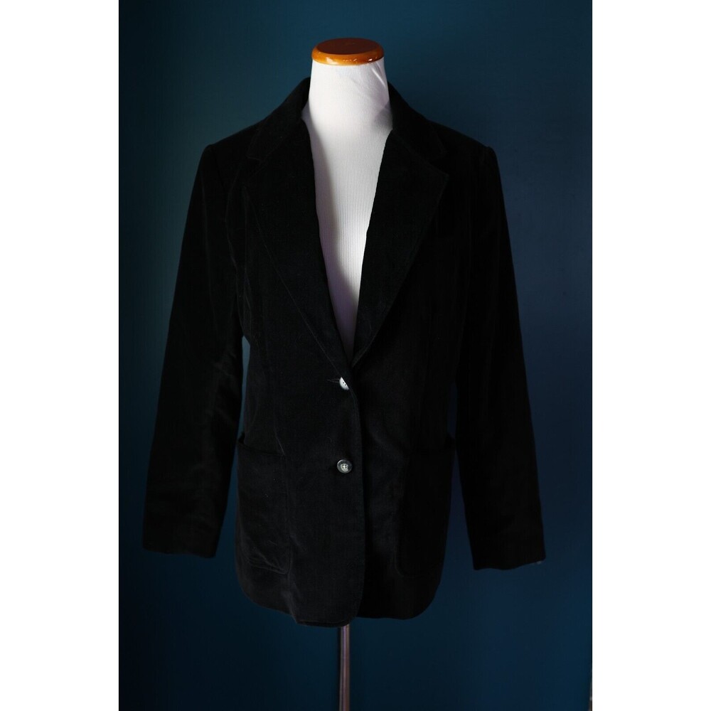 Covington Black Velvet Blazer Dark Academia Whimsigoth Single Breast Size 12